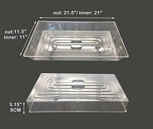 RooTrimmer 10 Pcs Humidity Dome, Plastic Clear Seed Starter Dome 1020 Tray Covers Humidifying and Insulating for Greenhouse Germination and Garden Growing (21.5"×11.5", 3.15" Height, 10-Pack) - size: 1020 3.15 Inch Dome-10P