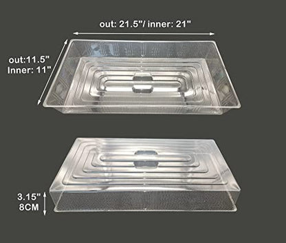 RooTrimmer 10 Pcs Humidity Dome, Plastic Clear Seed Starter Dome 1020 Tray Covers Humidifying and Insulating for Greenhouse Germination and Garden Growing (21.5"×11.5", 3.15" Height, 10-Pack) - size: 1020 3.15 Inch Dome-10P