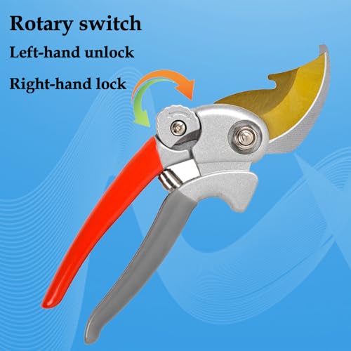 Ultra Sharp Germany Titanium Steel Pruning Shears - Cuts 3X Easier, Weak Hand Arthritis Snips, Rust-Resistant, Effortlessly 1-Inch Cut Capacity Garden Scissors, Ergonomic Handle (gt-04, 1) - color: Red/Grey/Gold