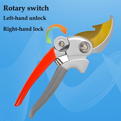 Ultra Sharp Germany Titanium Steel Pruning Shears - Cuts 3X Easier, Weak Hand Arthritis Snips, Rust-Resistant, Effortlessly 1-Inch Cut Capacity Garden Scissors, Ergonomic Handle (gt-04, 1) - color: Red/Grey/Gold