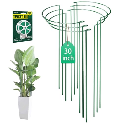 6 Pack 30 inch Plant Support Stakes, Heavy-Duty Half Round Peony Support, Garden Plant Stakes Cage for Outdoor Plants, Peony, Tomato, Hydrangea, (15In Support +15In Stainless Extension Tubes) - size: 30INCH-6PACK