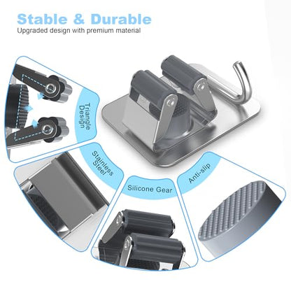 4 Pack Stainless Steel Mop and Broom Holder Wall Mount with Hook, Silver - color: A-Silver, size: 4PCS Gripper