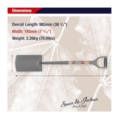 Spear & Jackson 1180NB Neverbend Carbon Steel Digging Spade, Gray, 98.5 x 18.5 x 8 cm - style: Digging Spade