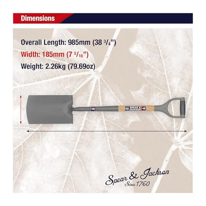 Spear & Jackson 1180NB Neverbend Carbon Steel Digging Spade, Gray, 98.5 x 18.5 x 8 cm - style: Digging Spade