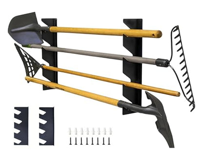 Garden Tool Storage Rack, Wall Mounted Garage Organizer, Heavy Duty, 200 lbs Capacity (2)