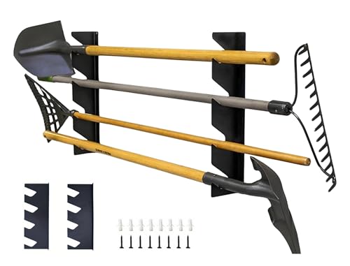 Garden Tool Storage Rack, Wall Mounted Garage Organizer, Heavy Duty, 200 lbs Capacity (2)