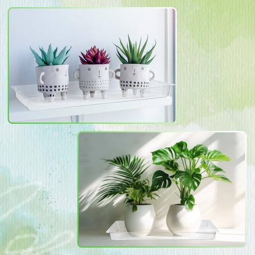SiliFine 20 Pcs Clear Plastic Plant Saucer Rectangular Plant Drip Trays