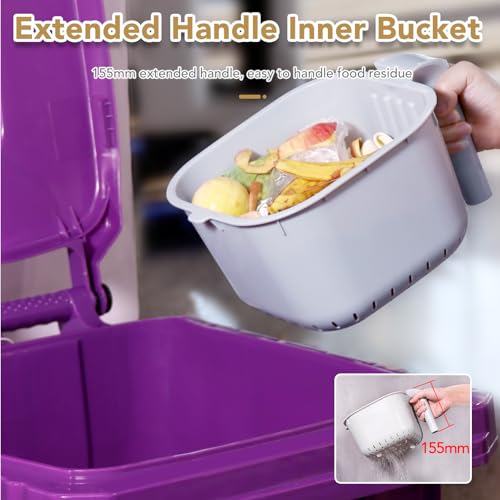 DrDirt 1.85-Gallon Countertop Compost Bin with Removable Strainer, Gray
