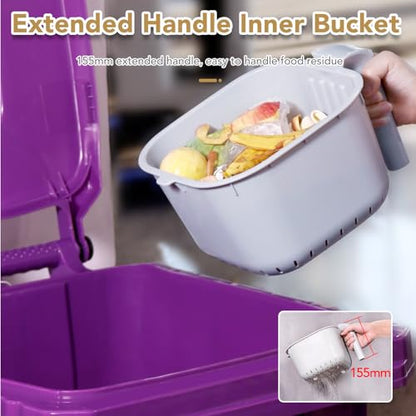 DrDirt 1.85-Gallon Countertop Compost Bin with Removable Strainer, Gray