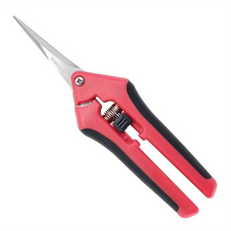 1PC Pruning Shears, Titanium Coated Garden Trimming Scissors with Coil Spring, Precision Gardening Hand Pruning Snips for Bonsai, Flowers, Plants Cutting (red,straight blade) - color: Red