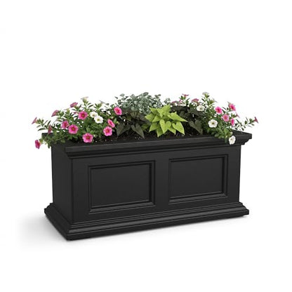 Mayne Fairview 24in Self-Watering Rectangular Window Box Planter, Black - color: Black, size: 24in
