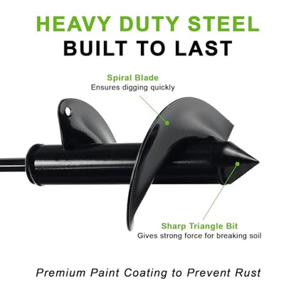 Auger Drill Bit for Planting 3 x 7 Inch, Garden Auger Spiral Drill Bit Bulb Planter Tool Drill Auger for Planting Bulb, Bedding Plant, Post or Umbrella Hole Digger for 3/8" Hex Drive Drill - size: 3" x 7"-Black
