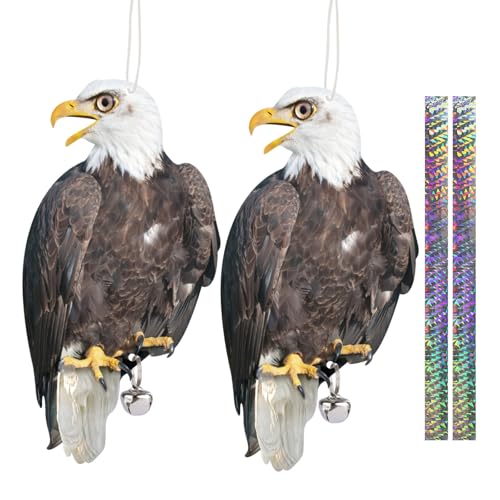Plastic Hawk to Scare Pigeon Away from Porch Patio Balcony, 2Pcs Flat Fake Hawk to Keep Pigeons Away with Reflective Tape, Pigeon Scare Devices Garden Hawks to Scares Woodpecker Squirrel - color: Black Hawk 02 2Pcs