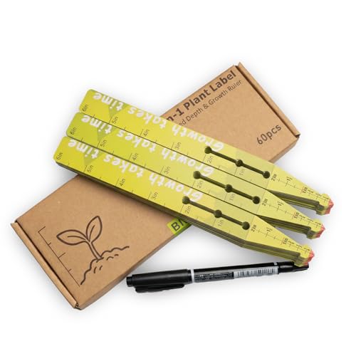 Plant Labels with Measurement Scale Waterproof Plastic Garden Tags, Reusable Nursery Markers for Indoor Outdoor, Gardening Gifts 60Pcs (Blessed) - color: Blessed