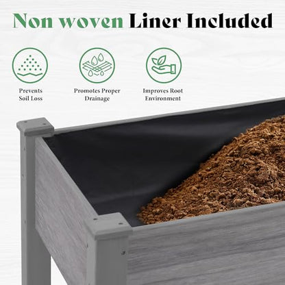 AMERLIFE Raised Garden Bed, 48x30x24 Inches Elevated Wood Planter Box - color: Gray, size: 4x2 FT-Regular