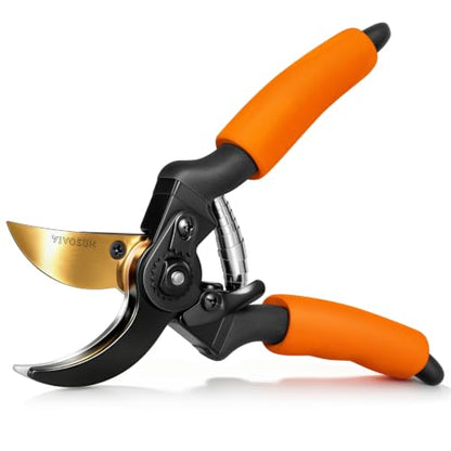 VIVOSUN 8.5" Bypass Pruning Shears for Gardening, Heavy-Duty Garden Scissors, Ultra Sharp Pruners with 3/4 in. Cut Capacity SK5 Blades, Thick Cushion-Covered Handle and Safety Lock - style: Soft Grip Pruner