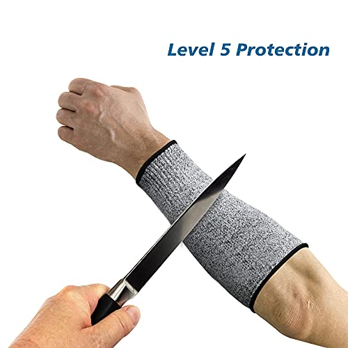 2 Pairs Protective Arm Sleeves, Cut Resistant Sleeve Arm Protectors Anti Abrasion Safety Armband for Garden Kitchen Work (Black+Grey) - color: Black+gray