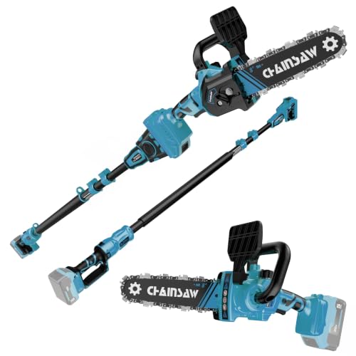 2-in-1 Brushless Cordless Pole Saw, 8 Inch Electric Pole Chainsaw for Makita 18V Battery(Not Included)14.8 FT Max Extension, Multi-Angle Power Chainsaw w/Pole for Tree Trimming, Wood Cutting