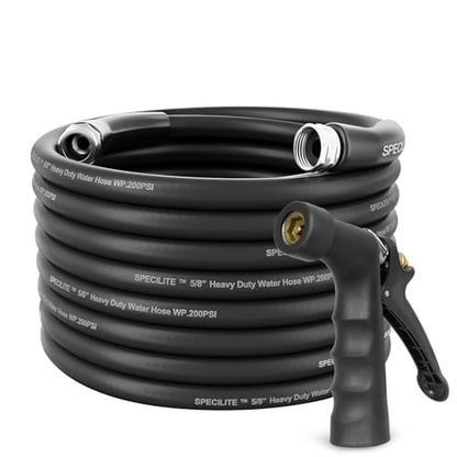SPECILITE 5/8" Hot/Cold Garden Water Hose 75 ft, -50℉-158℉, Black - size: 5/8in x 75ft