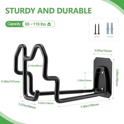 Wall Mount Hose Holder w/Nozzle Slot, Rust Resistant,Glossy Black - color: Glossy Black