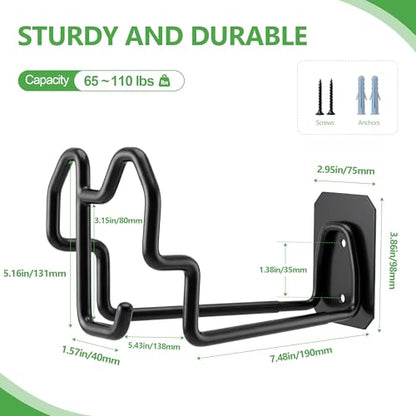 Wall Mount Hose Holder w/Nozzle Slot, Rust Resistant,Glossy Black - color: Glossy Black