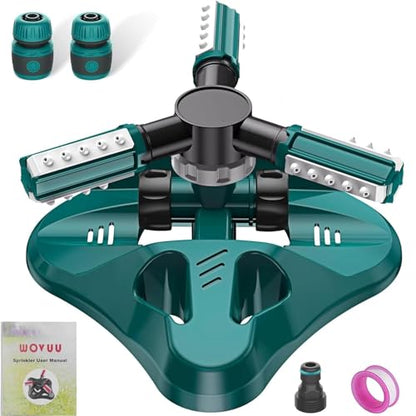 Garden Sprinkler,Upgrade Lawn Sprinklers Automatic 360 Degree Rotating Irrigation System, Garden Hose Sprinkler for Yard/Built in 36 Units Angle Spray Nozzles-1Pack(Green) - color: Green
