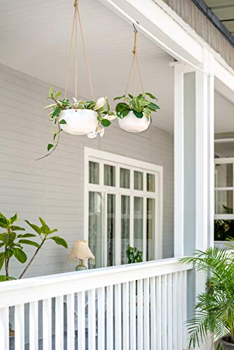 Mkono Ceramic Hanging Planters for Indoor Plants, 8" Shallow & 6" Deep 2Pcs