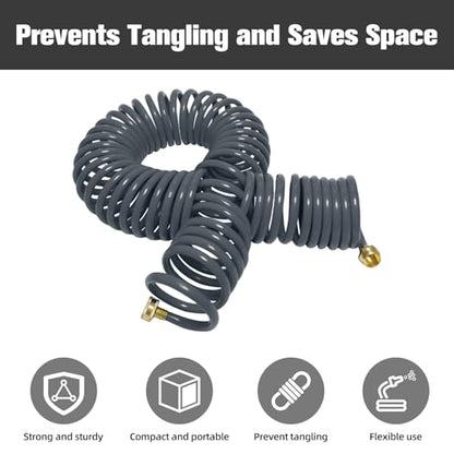 Coil Hose,3/8" EVA Coil Garden Hose 50 FT,Curly Water Hose - color: Gray, size: 50FT