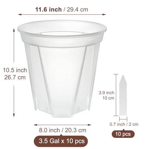11" Clear Plant Nursery Pots with Drainage Plastic Orchid Pots 10 Pack - size: 11 inch