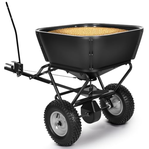 AugFir Tow Behind Broadcast Spreader, 12 FT Spread Width Pull Behind Spreader, Lawn Fertilizer Spreader Seeder for Grass Seed, Salt, Ice Melt