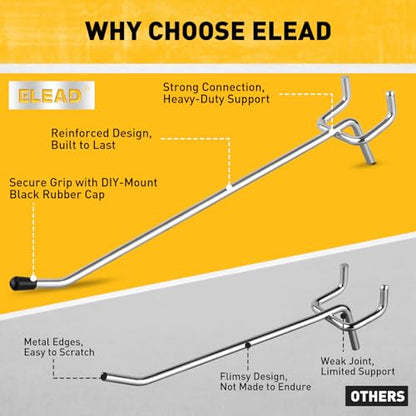 ELEAD 105-Piece 6 Inch Pegboard Hooks, Heavy Duty Peg Board Organizer Accessories, Peg Board Tool Hangers Fit for 1/4" and 1/8" Pegboard Hanging Tools Garage, Workshop, and Craft Storage - style: 105-Piece 6 Inch