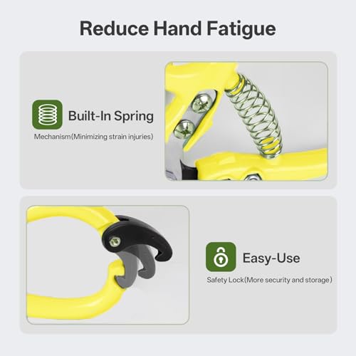 Q-Shaped Lightweight Gardening Pruning Shears for Plant & Tree Trimming - color: Yellow