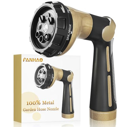 FANHAO Heavy Duty Garden Hose Nozzle, Metal Hose Sprayer Easy Thumb Control - color: Khaki