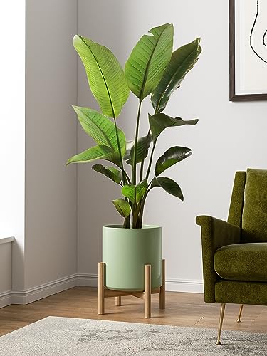 LE TAUCI 12 Inch Pot for Plants, Ceramic Indoor Planter, Sage Green - color: Sage Green
