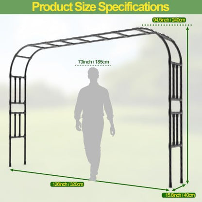 BUKLIYN Garden Arch Trellis - Garden Arch Size:126in(L) * 94.5in(H) - color: Length: 126in-Black, size: Arch