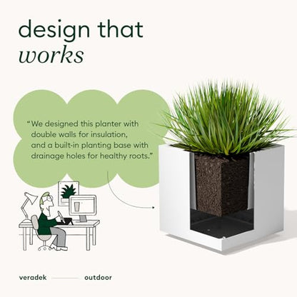 Veradek Block Series Cube Planter - Square Outdoor Planter - color: White, size: Medium - 2 Pack