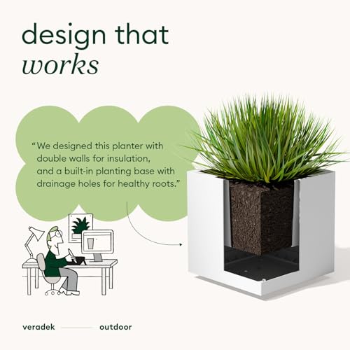 Veradek Block Series Cube Planter - Square Outdoor Planter - color: White, size: Small