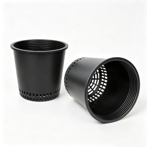 1 Gallon Black Nursery Pots, 3 Pack 7 Inch Plastic Tidal Planter, Heavy Duty Breathable Mesh Plant Pots with Drainage Holes, Durable Net Cups for Indoor and Outdoor Gardening