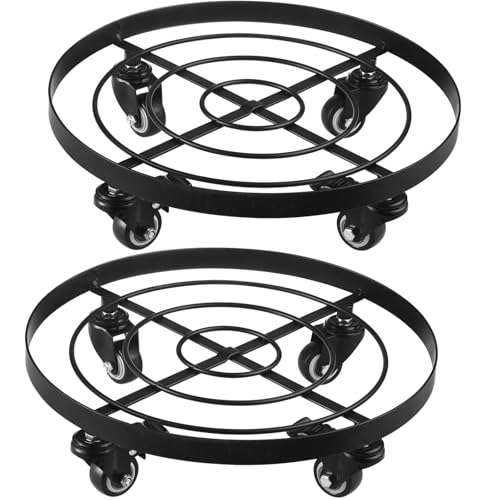 2 Packs Extra-large Metal Plant Caddy 15 Inches Plant Dolly with Wheels Heavy-Duty Rolling Plant Stand with Casters for Indoor Outdoor Wheeled Plant Pot Mover Rollers, Black - color: Black, size: 15"/ 2 packs