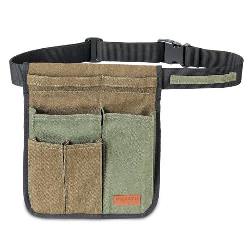 Garden Tool Belt for Women & Men, Slim Denim Garden Apron with 4 Pockets, Lightweight Adjustable Tool Pouch for Gardening, Florist, DIY & Craft, Green - color: Green, size: Slim