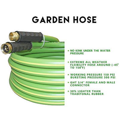 HQMPC Garden Hose 5/8"IDx20' Hose For Garden Lawn Watering Durable PVC Non Kinking Heavy Water Hose with Brass Hose Fittings (20 FEET) - size: 20 Feet