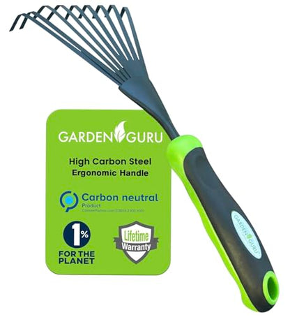 Garden Guru Hand Rake Soil Tiller Tool with Ergonomic Handle – Strong Carbon Steel - Rust Resistant – Great for Gardening, Cultivating, Loosening Soil & Spreading Mulch, Raking Flower Beds - size: 1 Pack