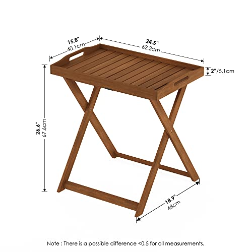 Furinno TIOMAN Outdoor Patio Tray Table, Natural - size: Large Folding Tray Table