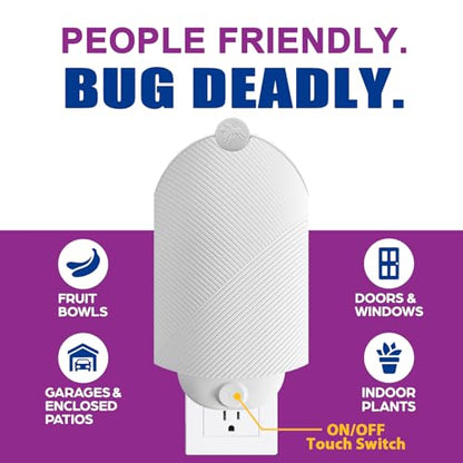 Flying Insect Trap for Indoor Use (2 Starters & 6 Refill Cartridges), UV Light Bug Catcher for Fruit Flies, Gnats & Small Flying Pests, Silent, No-Zap, Mess-Free - style: 2 Starter & 6 Refill