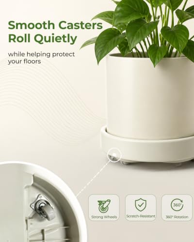 Plant Caddy with Wheels 12 Inch, Indoor Outdoor Rolling Plant Saucer - size: 12.5-inch