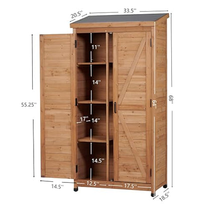 Space-Saving Outdoor Storage Cabinet for Patio and Garden Tools - color: Gold - 33.50 X 18.50 X 68.00 Inch