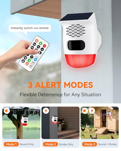 PILSAMAS 2-Pack Solar Motion Sensor Alarm, 120dB Deer Bear Deterrent, IP65 - style: Square-Beam