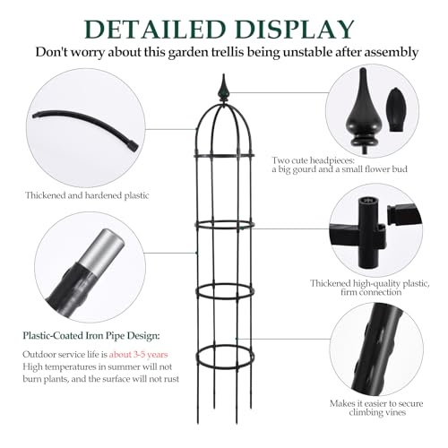 WellSign 6.6ft Tall Garden Obelisk Trellis for Climbing Plants Outdoor - size: Metal-6.6ft-1PK