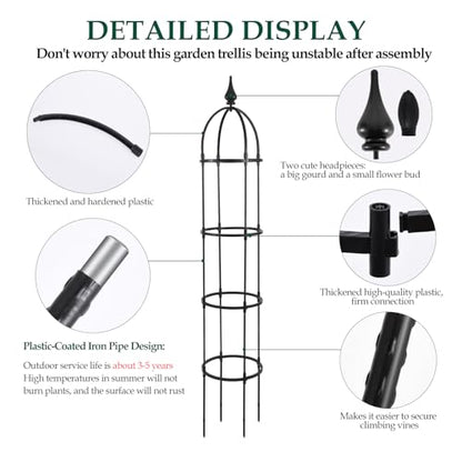 WellSign 6.6ft Tall Garden Obelisk Trellis for Climbing Plants Outdoor - size: Metal-6.6ft-1PK