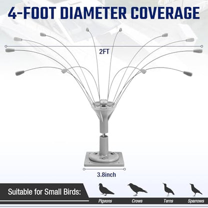 Salcod Bird Deterrent Outdoor, 360° Wind-Powered Stainless Steel Rods, 2ft - size: 2 ft